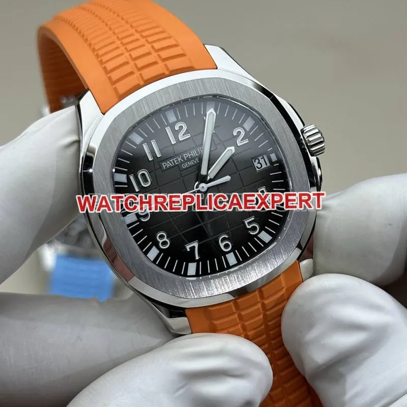 Patek Philippe1:1replica watch BBF factory grenade black dial orange rubber model 5167Afront live photo