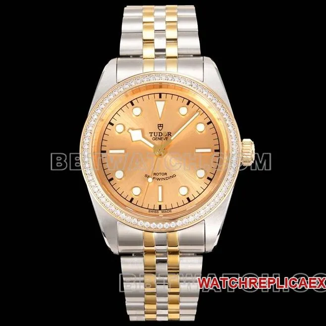 Tudortop-tier watch V9 Factory Biwan 41mm Swarovski diamond ring mechanical gold steel bracelet side live photo