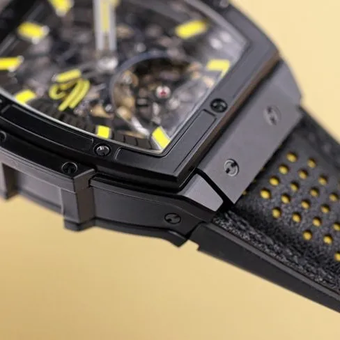 Hublot top-tier watch men's black dialrubber strap manual winding tourbillon mechanical MASTERPIECE series watch movement picture