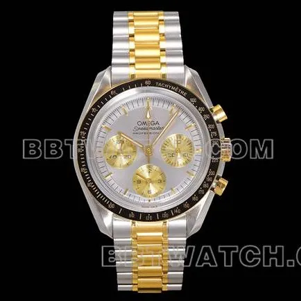 watch N1 factory Speedmaster Omegasilver dial gold steel bracelet caseback live photo