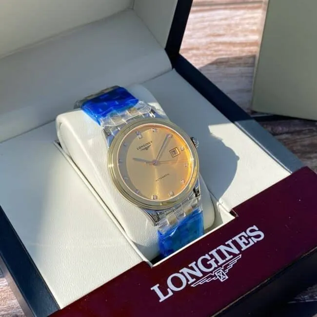Longines 18K indirect military flag series real diamond century classic men's watch front view