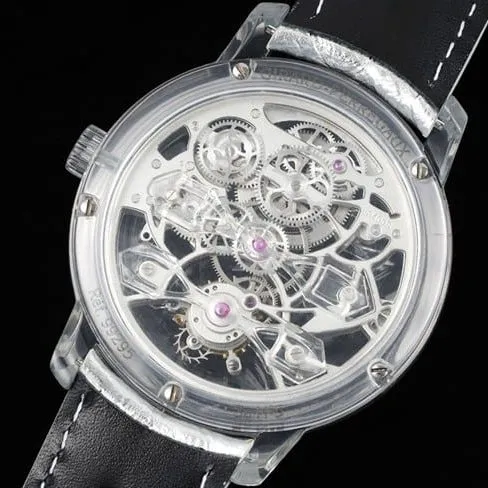 top-tier Girard-Perregaux watch tourbillon men's white dialleather strap fully automatic movement Golden Bridge series clasp picture