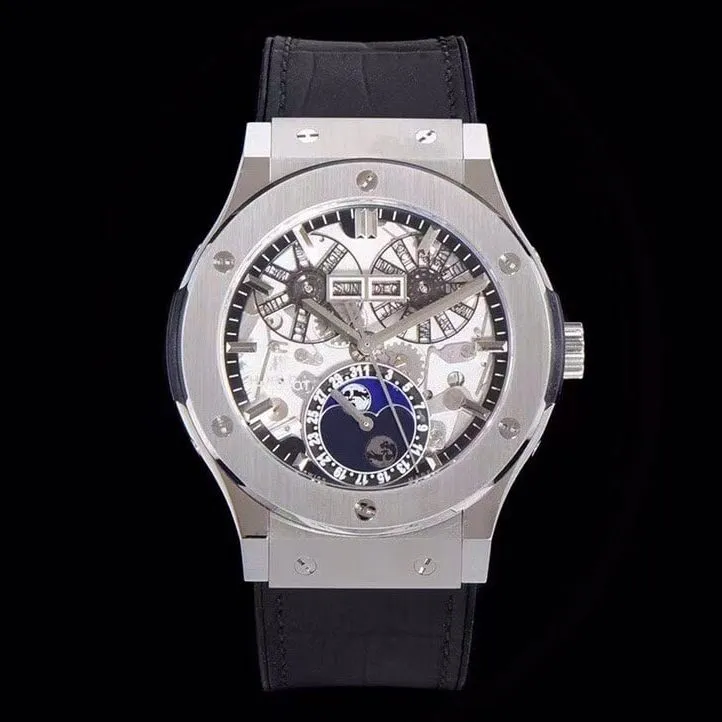 Hublot watch men's classic fusion watch hollow plate leather strap model 547.NX.0170.LRbraceletlive photos