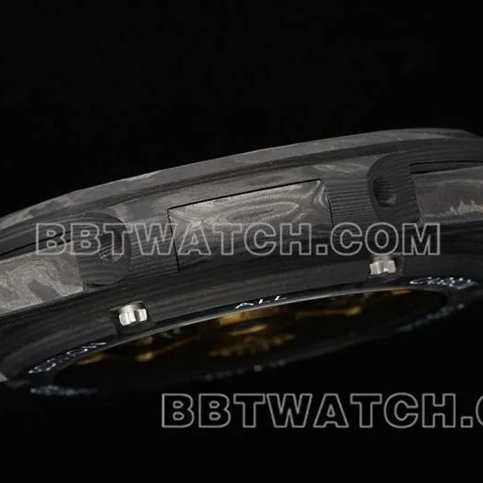 Patek Philippe1:1replica watch DIW factory Nautilusblack dial carbon fiber mechanical black steel bracelet model 5711caseback live photo
