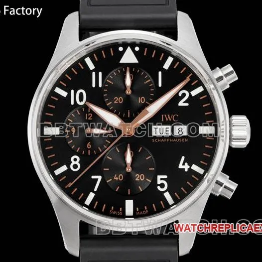 top-tier watch pilot TWS factory IWC black dial rubber model front live photo