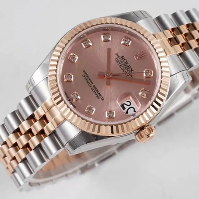 top-tier watch Rolex men's brown plate Oyster Perpetual Datejust steel bracelet watch front view