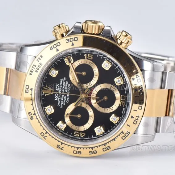 Factory C Rolex Daytonatop-tier 1:1super cloneblack dial gold steel bracelet model m116503-0011front live photo