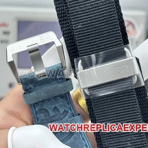 top-tier watch Bellis blue dial 42mm dual time zone leather strap model clasplive photos