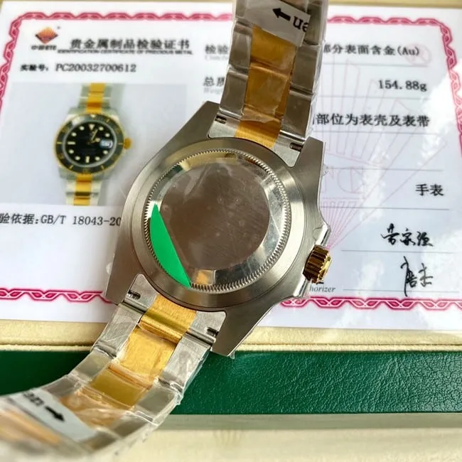top-tier real gold replicaRolexSubmariner series classic gold ghost 18Kyellow goldlume watch front view
