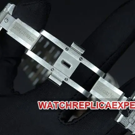 Audemars Piguet watch men's blue dial steel strap Royal Oak Series automatic mechanical front view