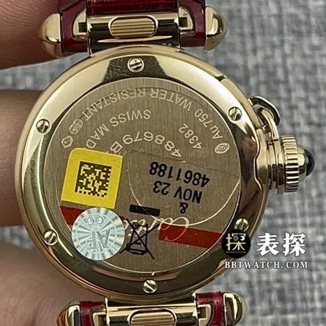 AF FactoryCartier Pasha watch ladies white dial diamond leather strap model pictures and prices side live photo