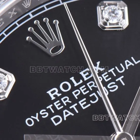 C factory Rolex log top-tier replica36mm black diamond surface five grid link m126234-0027front live photo