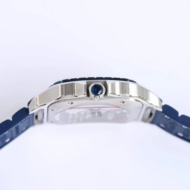 top-tiersuper cloneCartierGF Santos rubber strap men's watch front view