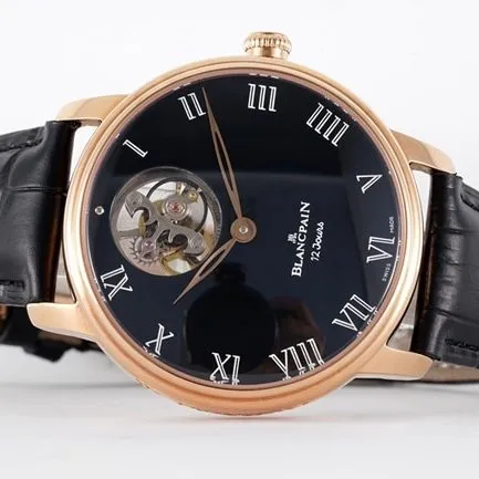 JBF FactoryBlancpain super a watch men's black dial black belt V3 version mechanical leather strap watch classic full series tourbillon front view