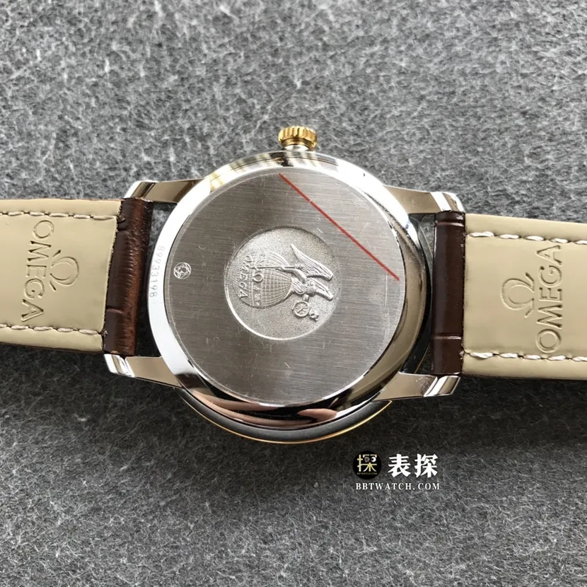 Omega Diefei top-tier watch men's champagne gold plate yellow goldleather strap model pictures and prices front live photo
