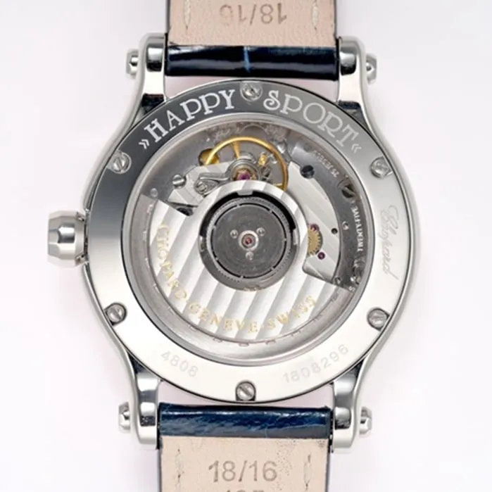 top-tier watch Chopard women's blue dial blue belt happy diamond series watch front view
