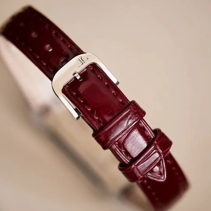 top-tier watch Jaeger-LeCoultre women's red plate flip series leather strap watch front view