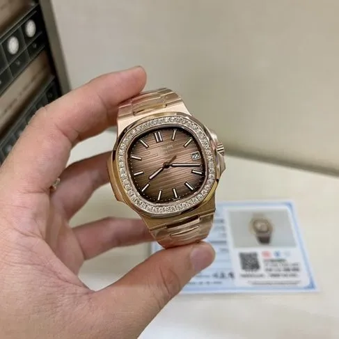 3K Factorytop-tier replicaPatek Philippe super a watch men's gold plate gold band 18Krose gold South African real diamond mechanical watch front view