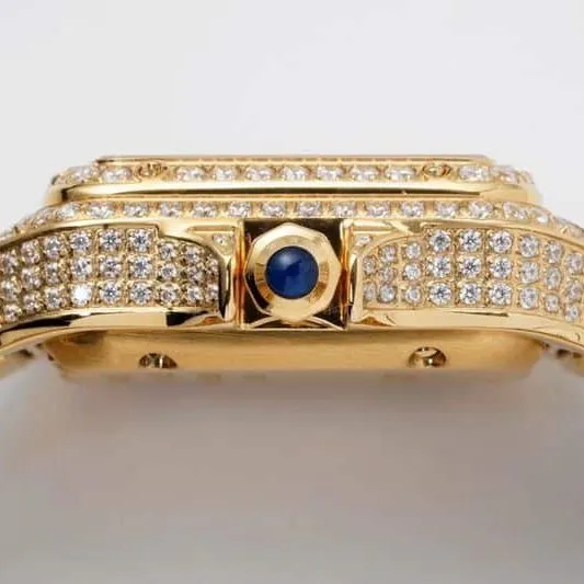 Cartiertop-tier watch cheetah diamond series ladies yellow gold mechanical steel bracelet watch front view