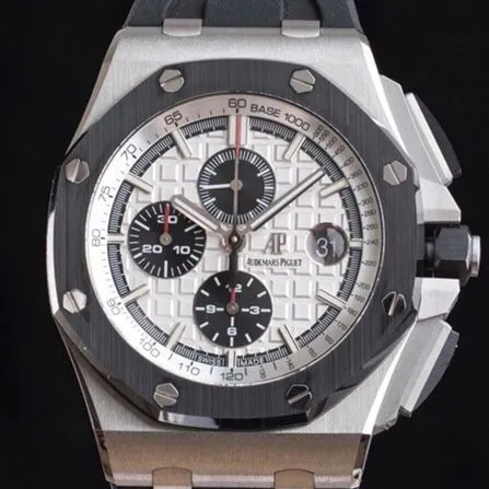 top-tier replicaAPFAudemars PiguetRoyal Oak offshore white dial26400 watch breaks OEM blockade technology clasp chart