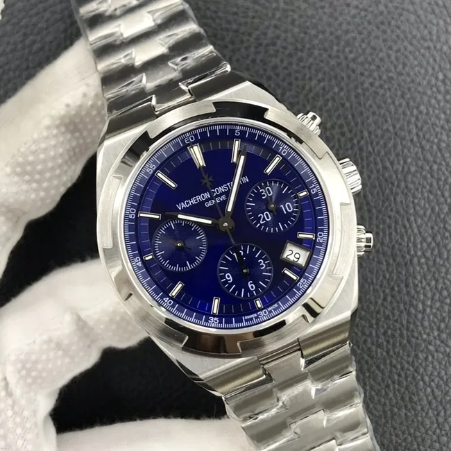 8F factory Vacheron Constantintop-tier watch men's blue dialsteel bracelet Zonghengsihai series 5500V mechanical watch side view