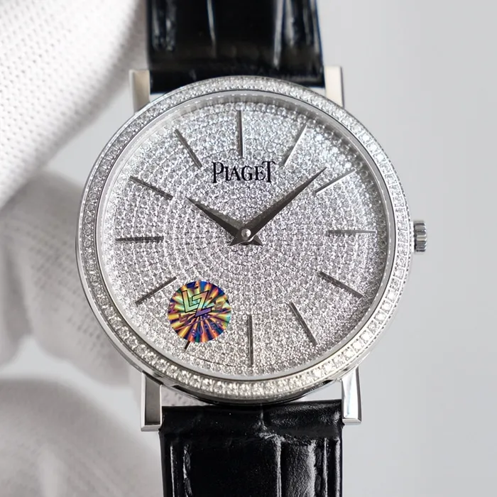 top-tier watch Piaget men's gray plate Altiplano series automatic movementleather strap watch clasp picture