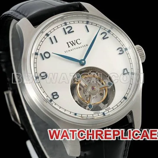 IWC watch RMS factory Portugal white dialtourbillon mechanical leather strap model braceletlive photos