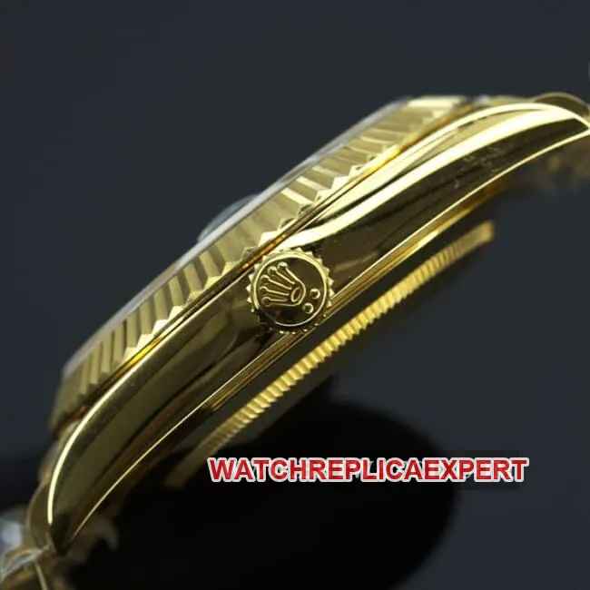 Rolex top collectible watches men's black plate gold band double calendar automatic mechanical watch buckle figure