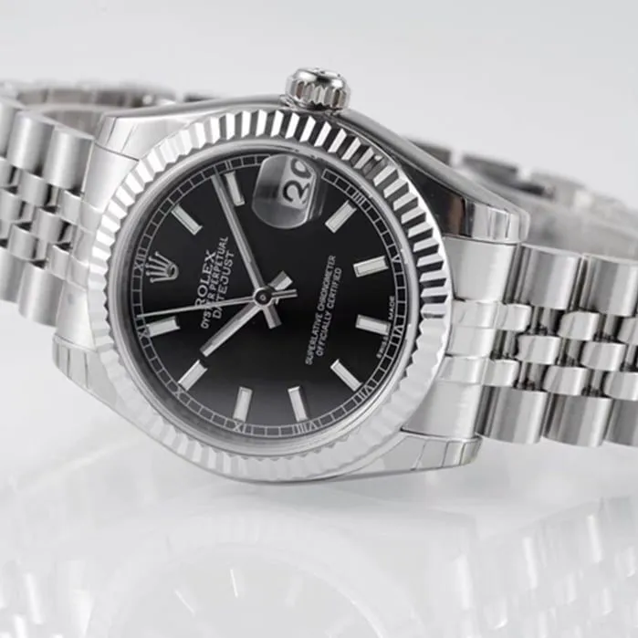 Top-tier watch Rolex men's blue dial Oyster Perpetual Datejust 31mm series steel bracelet watch back cover picture