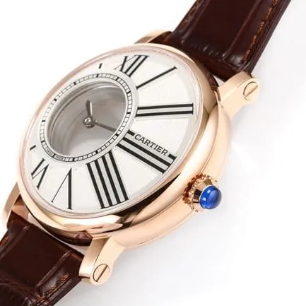 top-tier watch Cartier men's white dial brown belt fully automatic movementleather strap watch movement picture
