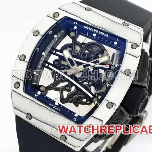 Richard Mille collectible watch R factory hollow plate white case black rubber model RM061clasplive photos