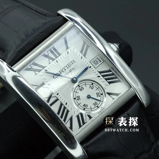 F5 factory Cartier tank watch men's Andy Lau same leather strap model pictures and prices caseback live photo