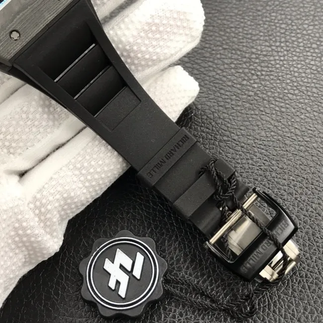 ZFRichard Milletop-tier watch men's black dial black rubber strap global limited edition automatic movement watch side view