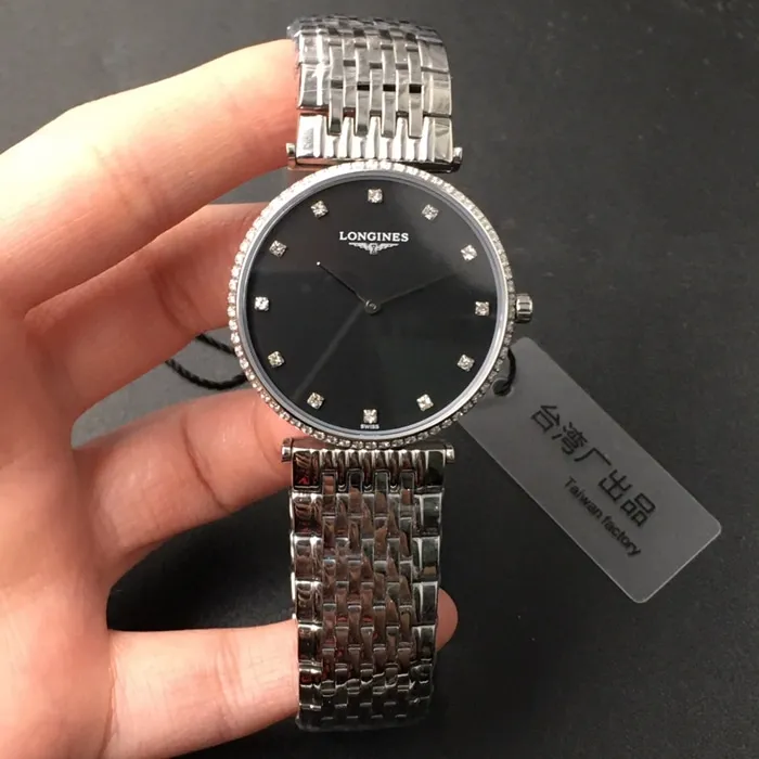 Top-tier watch Longines couple watch black dialsteel bracelet Jialan series boutique watch back cover picture