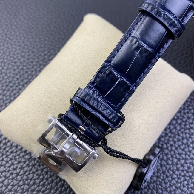 ZF Factory Top Vacheron Constantin Men's Blue Dial Blue Strap Fiftysix Series Complete Calendar Moon Phase Watch Front View