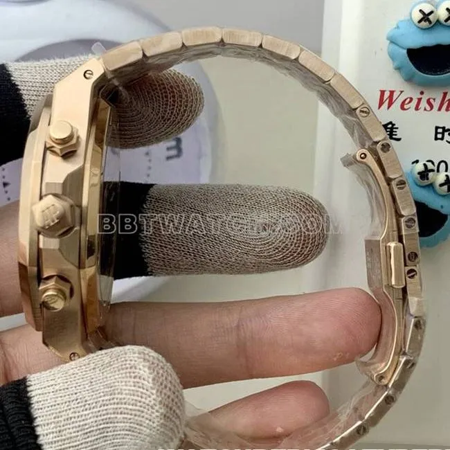 1:1replica watch Audemars PiguetBLS factory Royal Oakrose goldgreen dial mechanical 26420front live photo