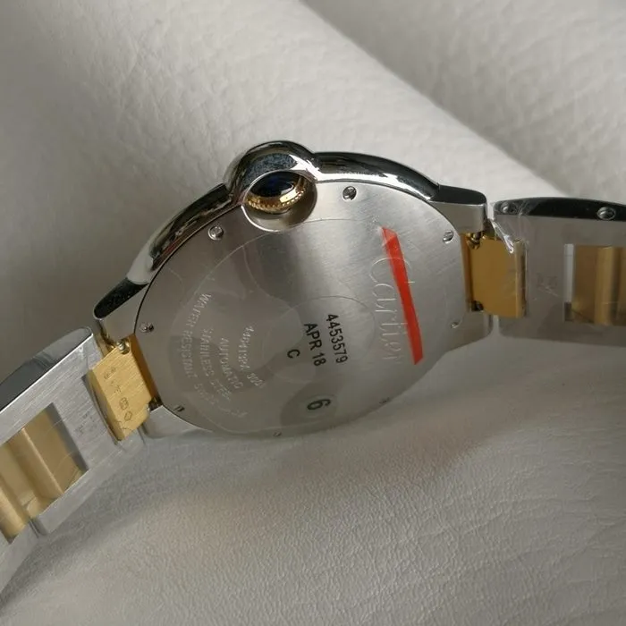 top-tier watch Cartier men's white dial blue balloon series steel bracelet watch clasp picture