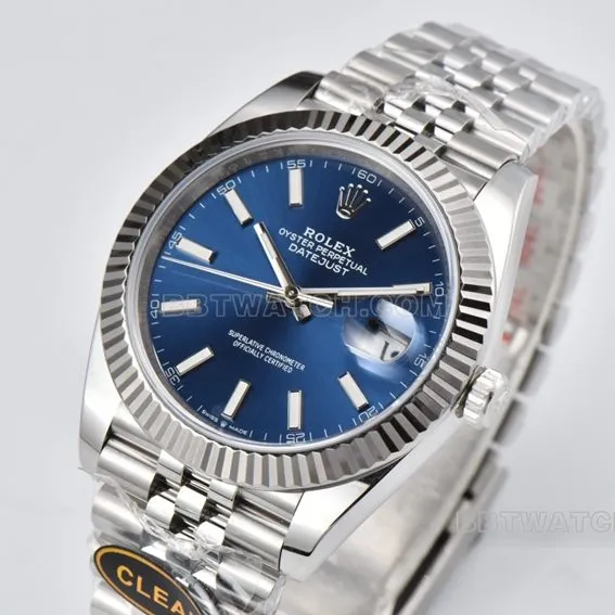 C factory Rolex log super cloneblue dial41mm five rows of links m126334-0002braceletlive photos