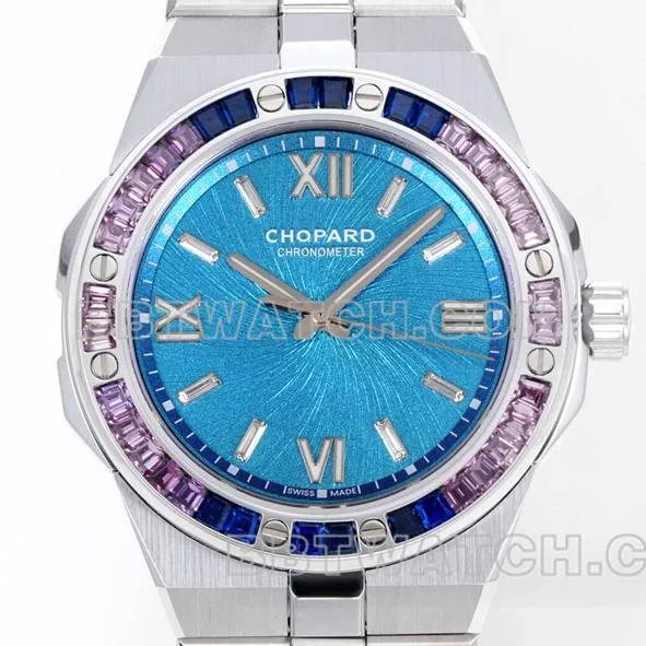 Chopard watch GH factory snow mountain proud wing 41mm blue dialsapphire crystaldiamond bezelsteel bracelet model front live photo