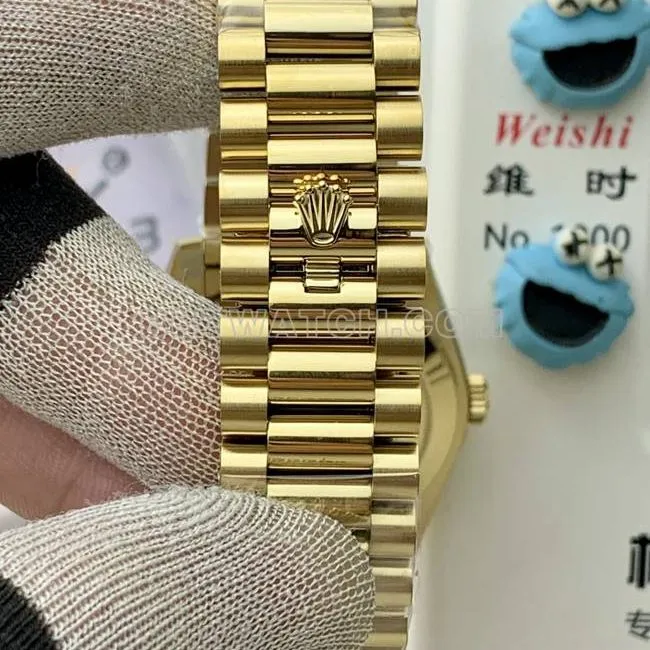 top-tier watch Rolexyellow goldPPM factory Day-Date mechanical gold plate Roman numerals front live photo