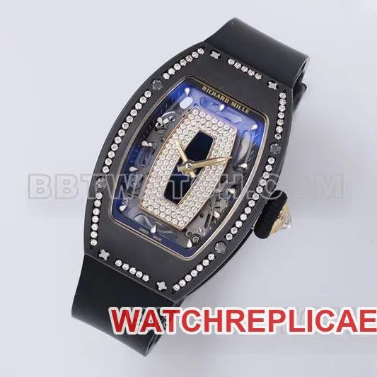 Richard Mille collectible watch ZF Factory black ceramic diamond mechanical watch RM07-1front live photo
