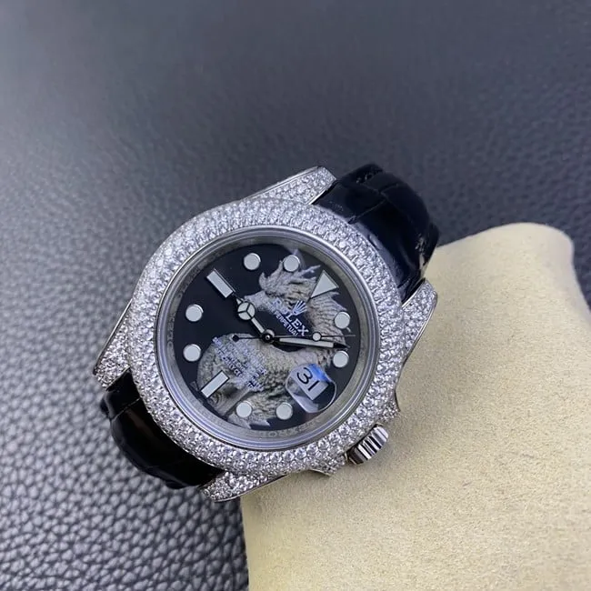 top-tier replicaRolex men's watch black dial black belt full automatic movementSubmariner side view