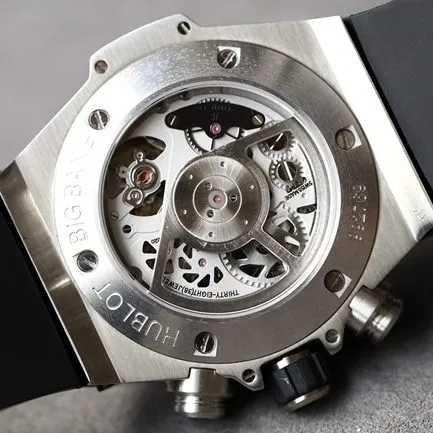 top-tier replicaHublot super A watch men's white dialrubber strapv2 version mechanical BigBang big bang series watch movement picture