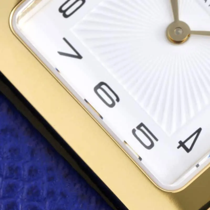 Hermès ladies' watchtop-tiersuper cloneHeureH series quartz square fashion watch blue braceletrose gold plate side view