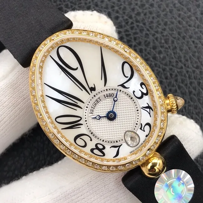 ZF factory Breguet top collectible watches Neapolitan Queen Series women's white disk black strap watch belt figure