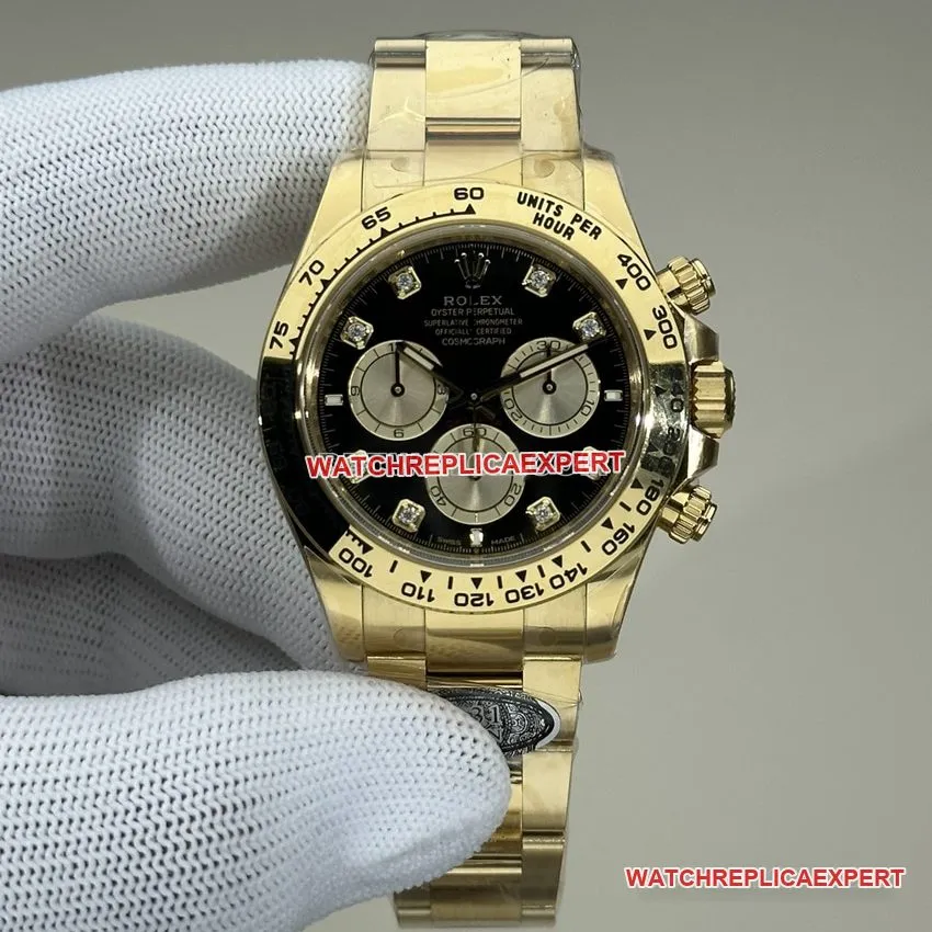 Clean FactoryRolexDaytonatop-tier 1:1super cloneblack dial all gold steel bracelet model 126508front live photo