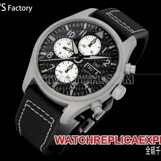 watch pilot TWS factory IWCblack dial carbon fiber 43mmfront live photo