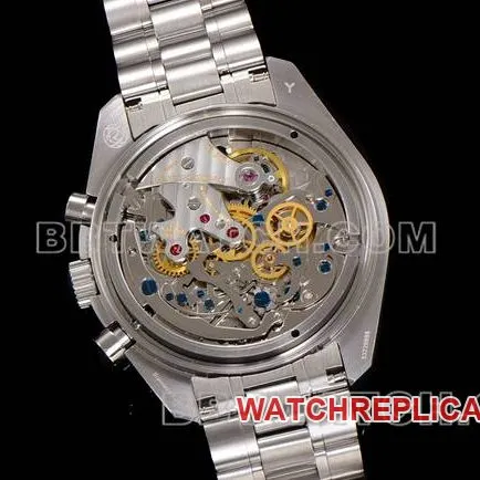 collectible watch N1 factory Speedmaster Omegablack dialsteel bracelet front live photo