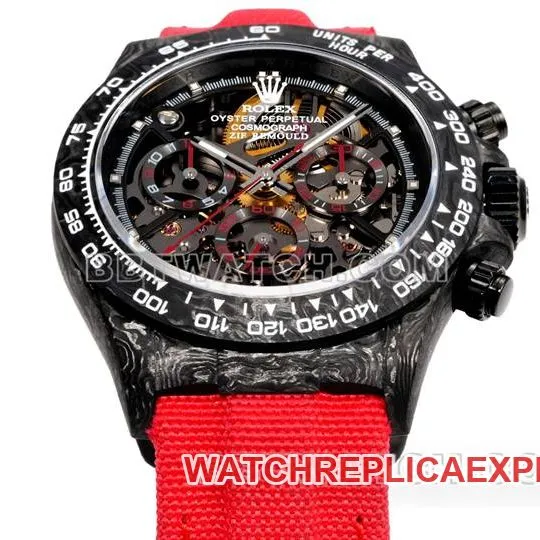 top-tier watch DaytonaTW factory Rolexblack dial red nylon braceletfront live photo