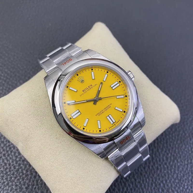 Rolex2020 new watch Oyster Perpetual yellow plate 3230movement front view